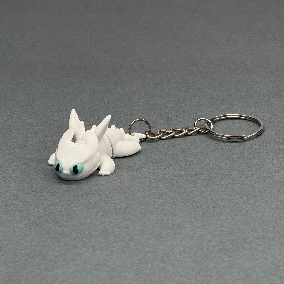 Set of 2 | 3D Printed Flexible Keychain | Light Fury & Night Fury
